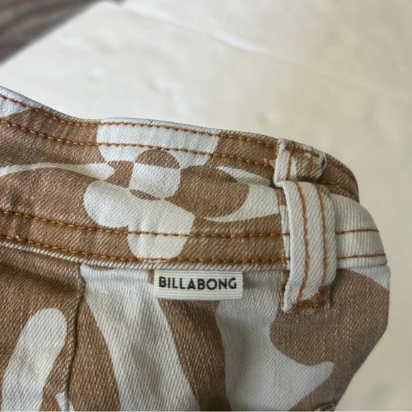 Billabong free fall high waisted wide leg pants orange white 70’s. Floral print - Picture 9 of 16